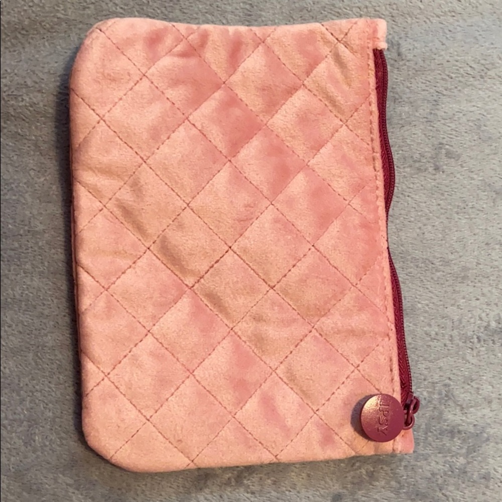 blush pink velvet makeup bag